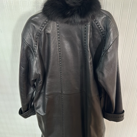 Walden Genuine Leather, Floor Length Leather Jacket w/Fur collar - Picture 9 of 9
